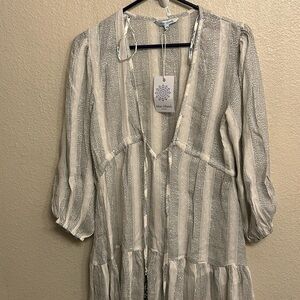 Blue Island Women Vertical Striped Swimsuit Cover Up Size XS